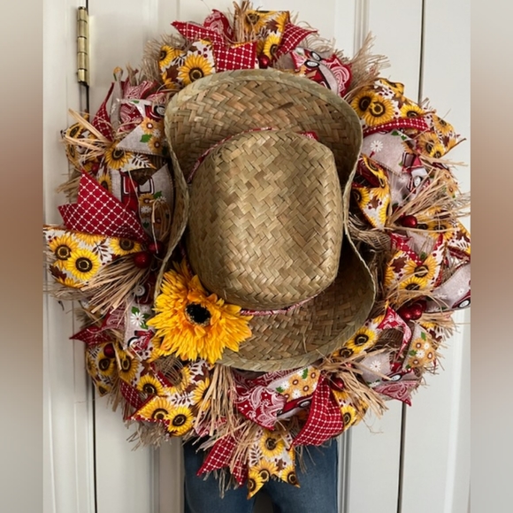 Sunflower cowgirl fall wreath - Picture 3 of 3